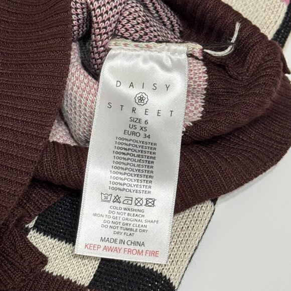 Daisy Street Patchwork Oversized Jumper Sweater Dress UK 8 US XS Stripe Checker - Picture 7 of 9